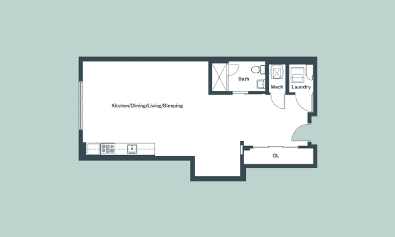 Studio_759sf Floor Plan at 1177 Greens Farms, Westport