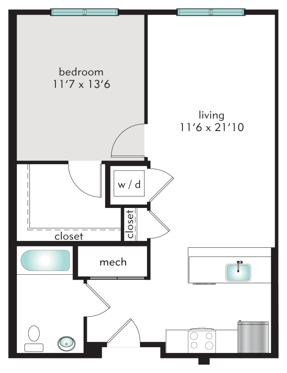 1B Floor Plan at The Tannery, Glastonbury, Connecticut