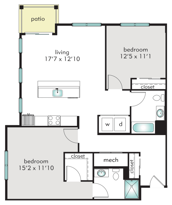 2C Floor Plan at The Tannery, Connecticut, 06033