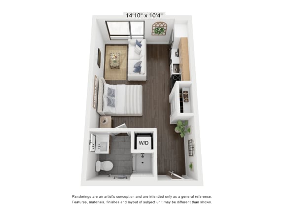 B Floor Plan at The Indie, Massachusetts, 02134
