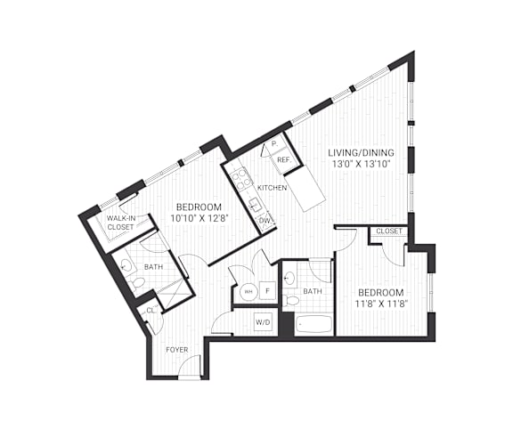 A black and white image of a house floor plan.