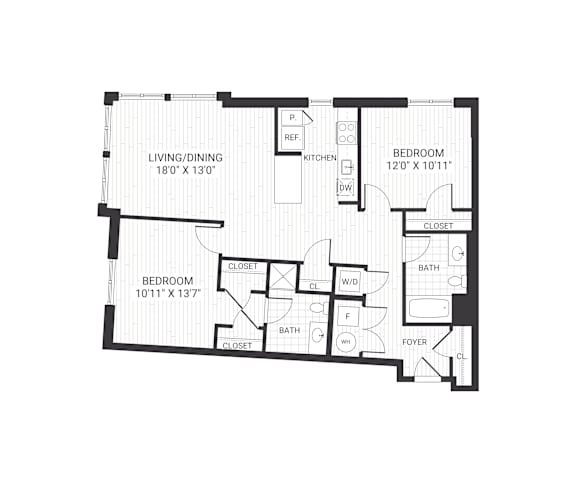 A black and white image of a house floor plan.