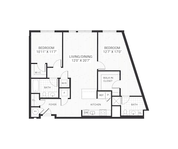 A black and white image of a house floor plan.