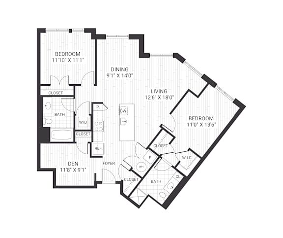 A black and white image of a floor plan for a house.
