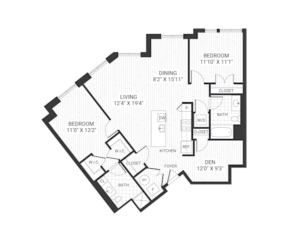 A black and white image of a floor plan for a house.