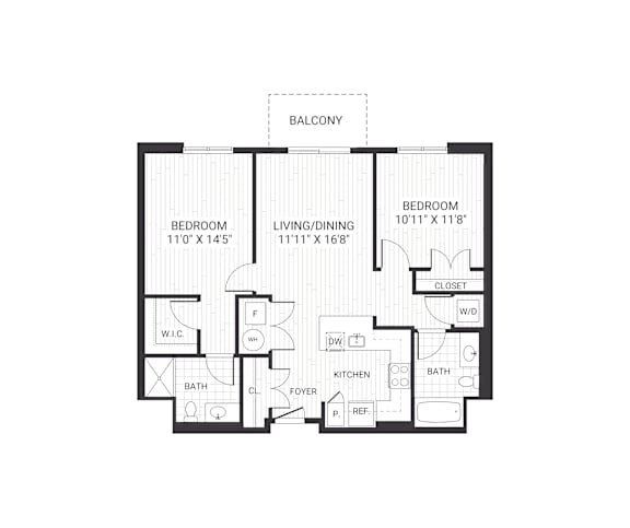A black and white image of a floor plan for a home.