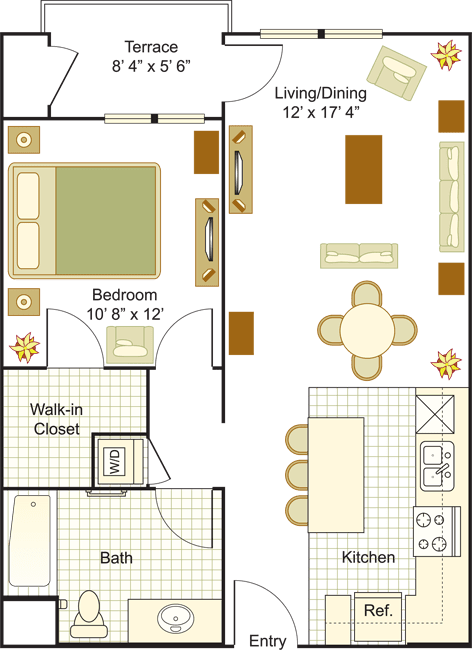 1 Bed B 2D Floor Plan