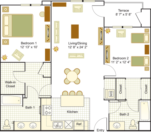 2 Bed A 2D Floor Plan