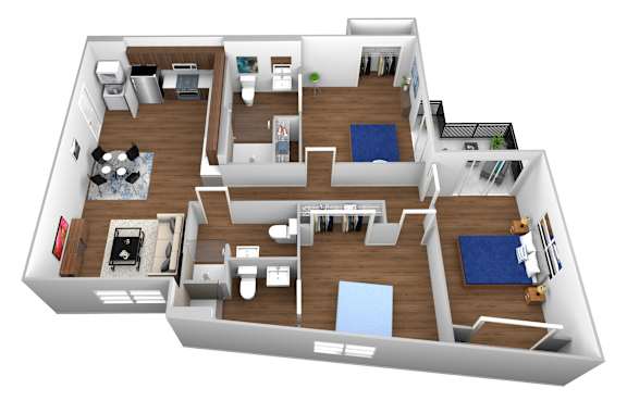 3 Bed 3 Bath at The Fairfax Flats Apartments, Los Angeles, CA