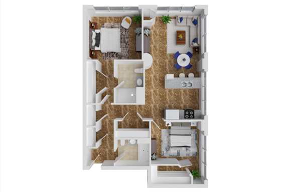 a floor plan of a two bedroom apartment