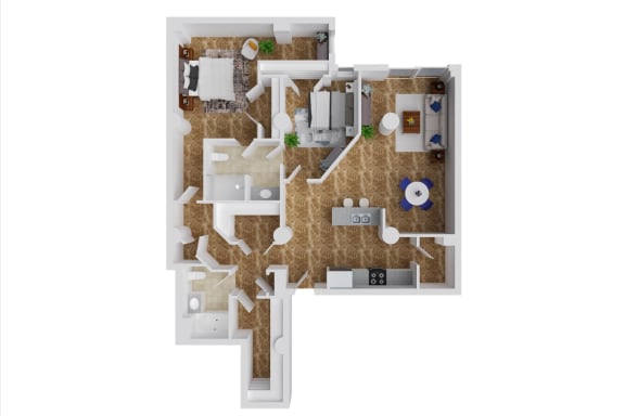 a floor plan of a house with a wooden floor
