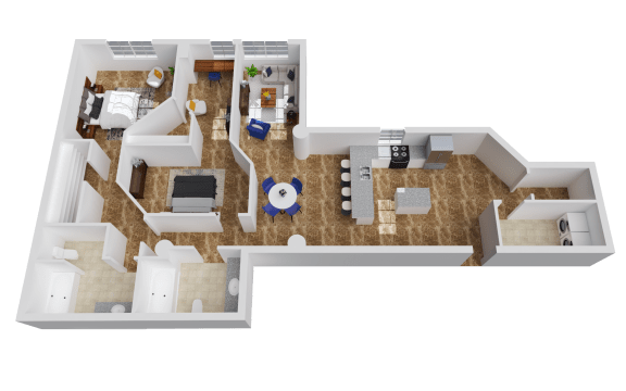 a floor plan of a two bedroom apartment