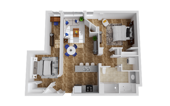 a floor plan of a 1 bedroom apartment