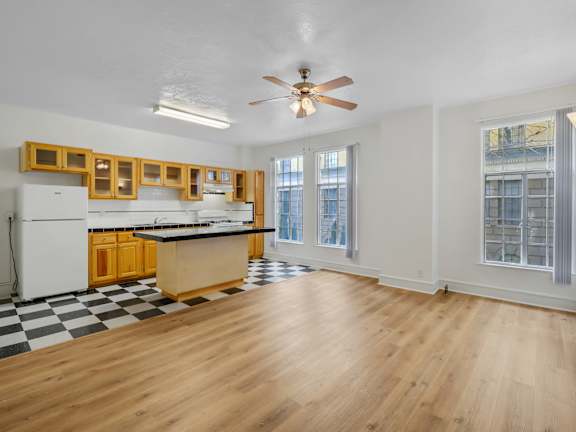 Spacious kitchen with cabinets at The Langham Apartments, Los Angeles, CA