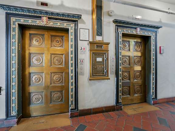 Classic elevator at The Langham Apartments, California
