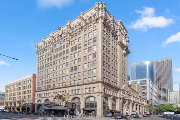 Exterior view of building at Grand Central Market Apartments, California