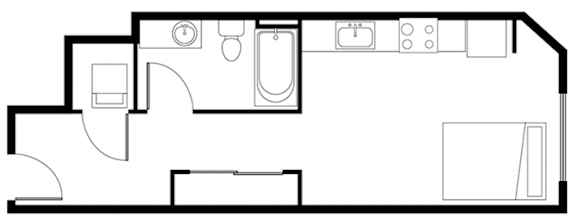 A black and white image of a floor plan of a house.