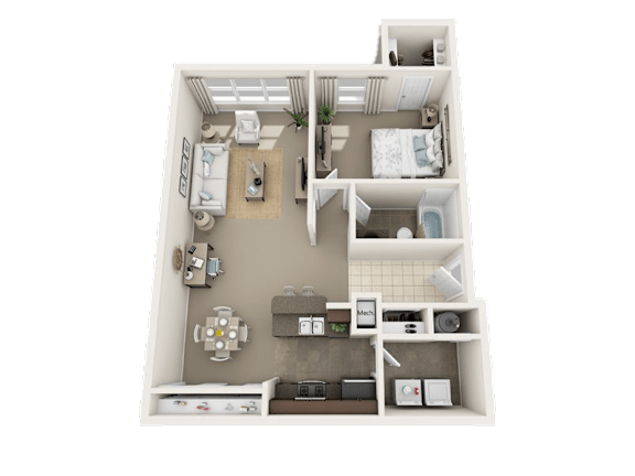 A1 - 1 bed 1 bath Floor plan at The Dawson Cartersville in Cartersville, GA 30191