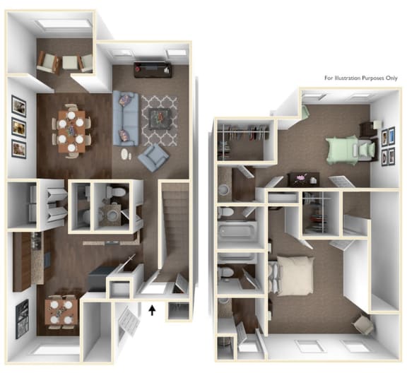 2X2C Floor Plan at Seven Pines, Alpharetta, GA