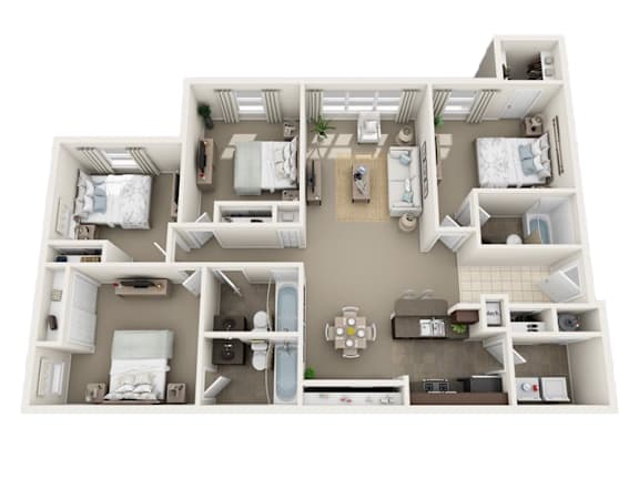 Floor Plan  D1 - 4 bed 3 bath Floor plan at The Dawson Cartersville in Cartersville, GA 30191
