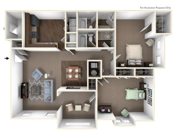 2X2B Floor Plan at Seven Pines, Georgia, 30022
