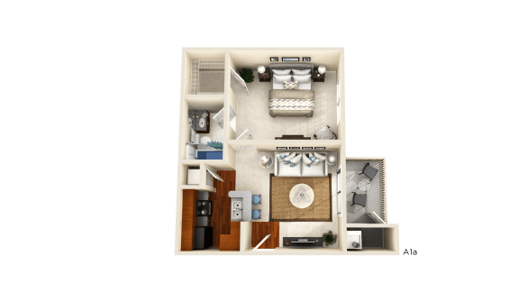 Floor Plan  A1a-- 1 Bed/ 1 Bath