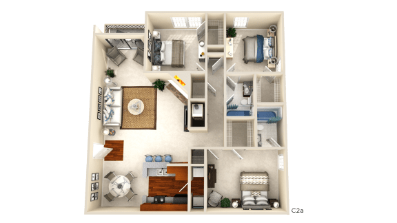Floor Plan  C2a--3 Bed/ 2 Bath