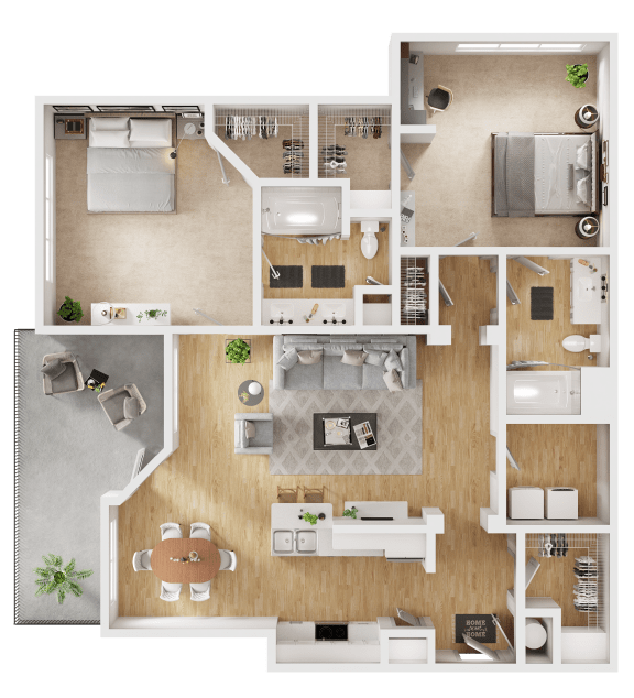 a floor plan of a 3 bedroom apartment