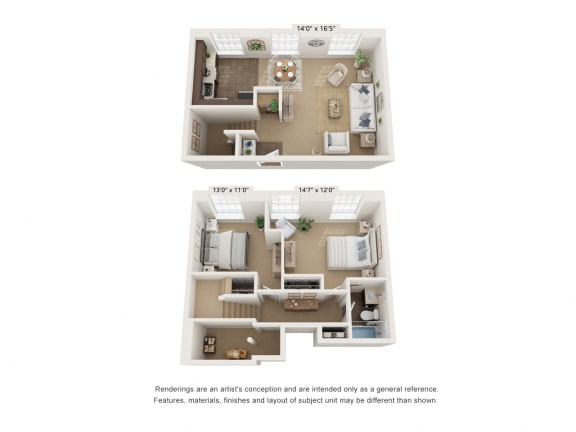 2 bed 2 bath CT2adpx_TH Floor Plan 2 bed 2 bath CT2adpx_TH Floor Plan at Clocktower and Velvet Mill Apartments, Manchester, 06040