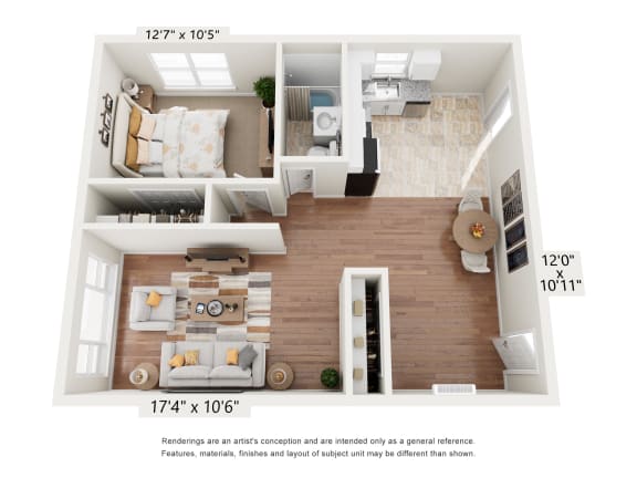 1 bed 1 bath A at Greenfield Village Apartments, Rocky Hill