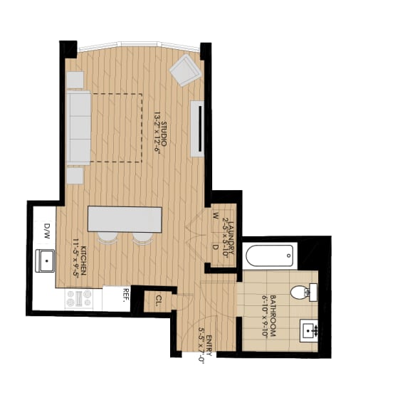 Floor Plan  Studio 1 at 1188 Lofts in Bridgeport