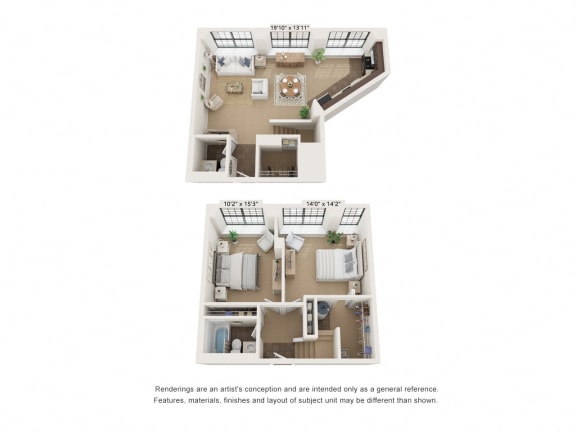 2 bed 2 bath VM2b Floor Plan 2 bed 2 bath VM2b Floor Plan at Clocktower and Velvet Mill Apartments, Manchester, 06040