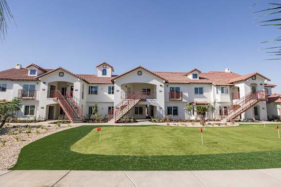 Apartment Complex With Green Lawn at The Villas at Ellis Manor, Fresno, CA, 93720