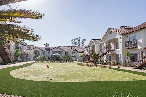 A Golf Hole with a Red Flag at The Villas at Ellis Manor, California