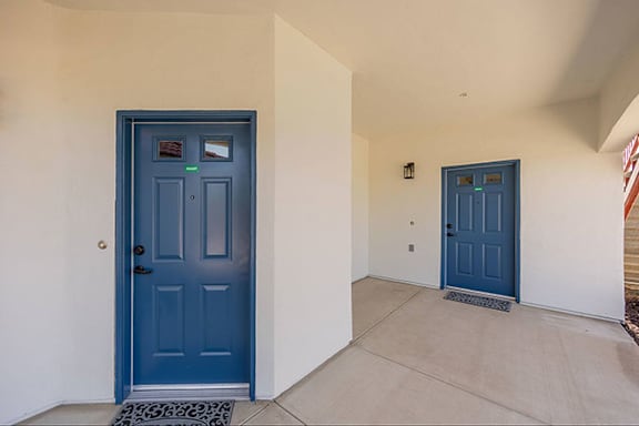 Two Blue Door in Hallway at The Villas at Ellis Manor, Fresno, 93720