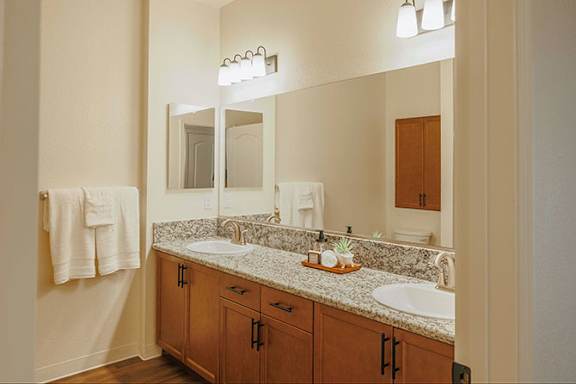 A Bathroom with Cabinet at The Villas at Ellis Manor, California
