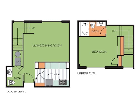 Floor Plan  A diagram of a two-level home layout with labeled rooms.