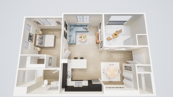 A-1 1 bedroom 1 bathroom unit floor plan 925 square feet at Villa Annette Apartments, California