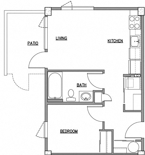 a floor plan of a one bedroom apartment  at The Duo, University Place, WA 98466