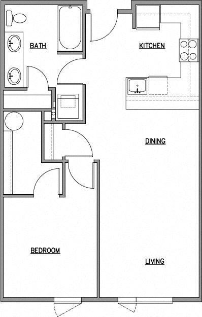 a floor plan of a house with a bedroom and a living room at The Duo, Washington