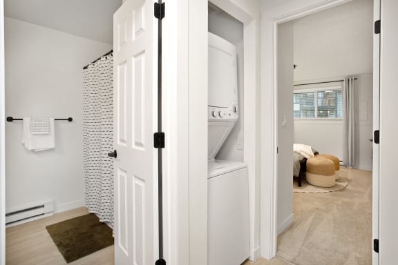 an open closet with a washer and dryer in a home at Brix, Walla Walla, WA, 99362