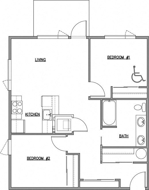 a floor plan of a small house with a kitchen and a living room at The Duo, University Place