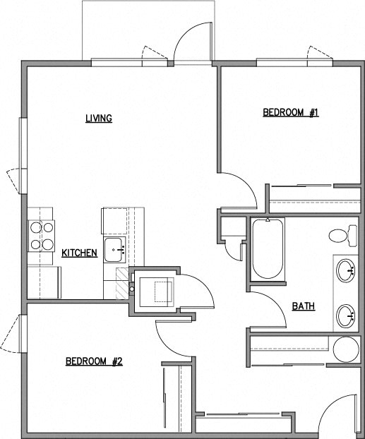 a floor plan of a house with a bedroom and a living room at The Duo, University Place Washington