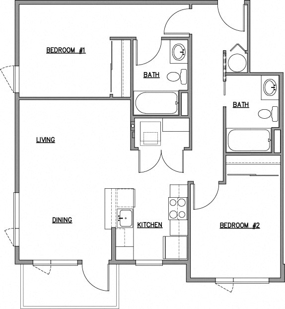 a line drawing of a floor plan of a house at The Duo, Washington, 98466
