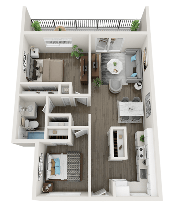 2 Bedroom 2 bathroom Floor Plan at Ella 1711 Apartments, California