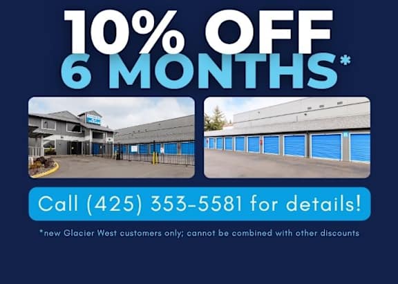 A promotional image offering a 10% discount for 6 months at Glacier West.