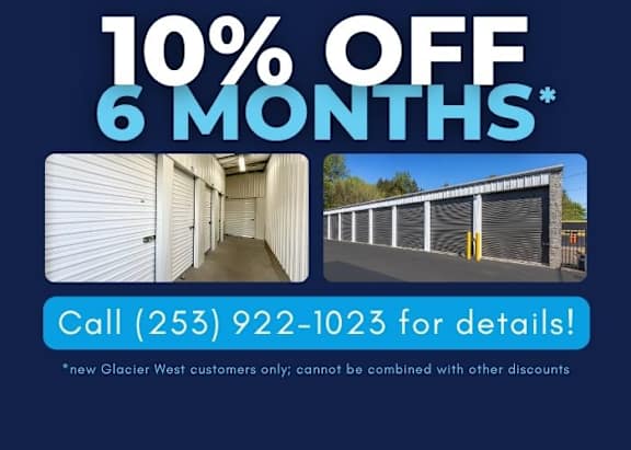 A promotional image offering a 10% discount for 6 months from Glacier West, with a phone number provided for details.