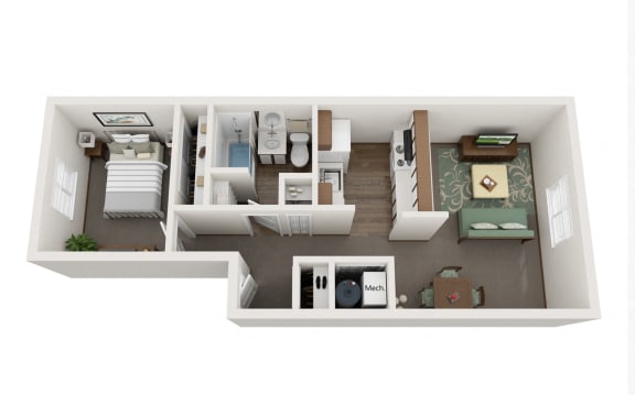 Floor Plan  1 Bed 1 Bath Floor Plan at Shiloh Glen, Billings Montana