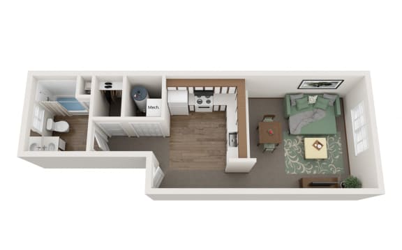 Floor Plan  Studio Floor Plan at Shiloh Glen, Billings, 59102