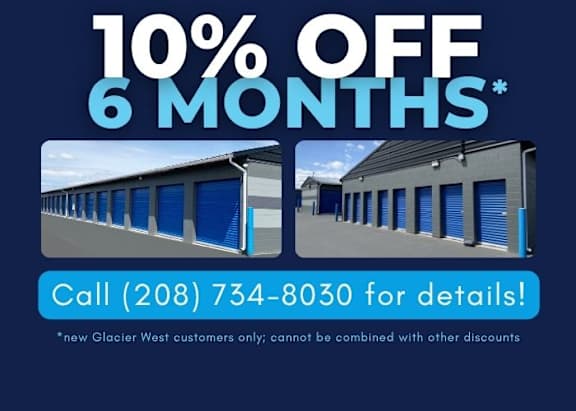 A promotional image offering a 10% discount for 6 months at Glacier West.